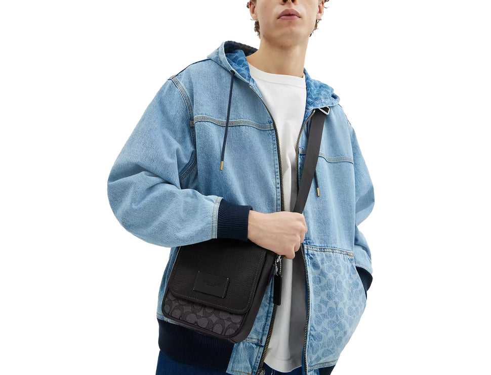 Coach Unisex Lucas Crossbody Bag In Signature Jacquard Silver/Charcoal/Black