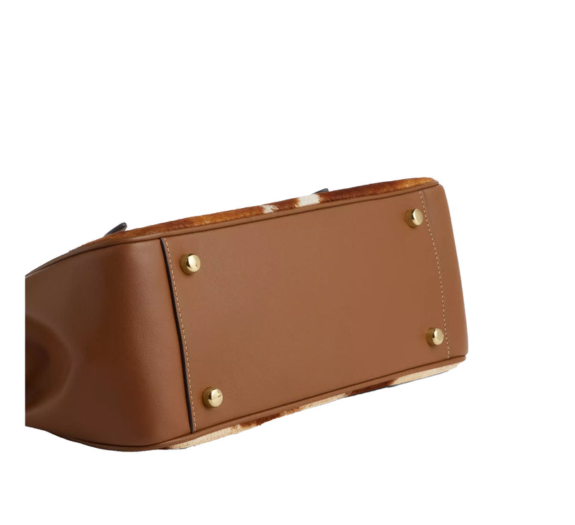 Coach Women's Asher Shoulder Bag In Haircalf With Cow Print Gold/Cow Multi