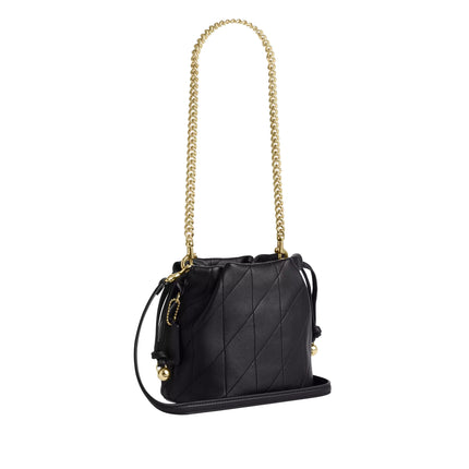 Coach Women's Faye Mini Drawstring Bag With Quilting Gold/Black