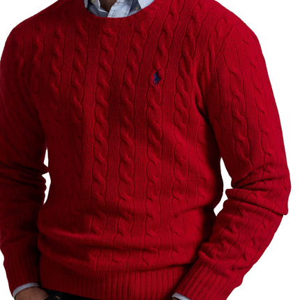 Polo Ralph Lauren Men's Cable-Knit Wool-Cashmere Sweater Park Ave Red