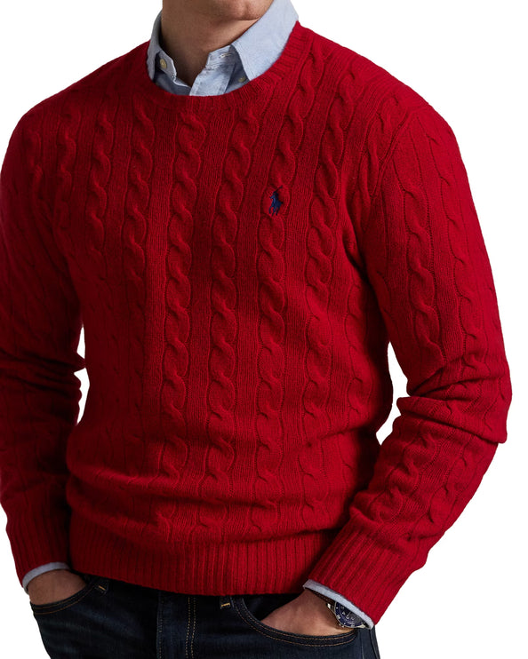 Polo Ralph Lauren Men's Cable-Knit Wool-Cashmere Sweater Park Ave Red