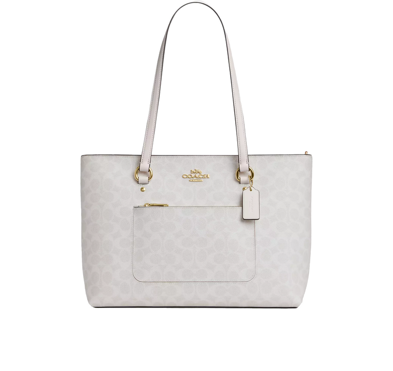 Coach Women's Station Tote Bag In Signature Canvas Gold/White/Chalk