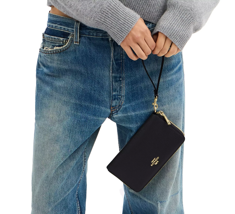 Coach Women's Long Zip Around Wallet With Detachable Card Case Gold/Black