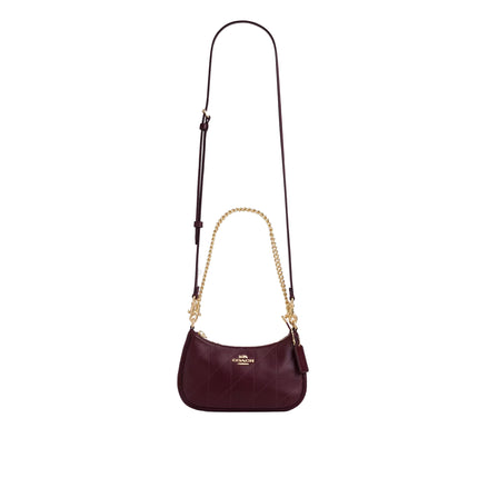 Coach Women's Teri Mini Crossbody Bag With Quilting Gold/Merlot