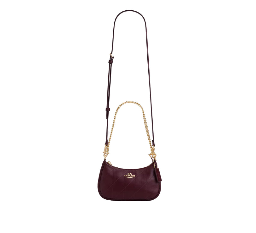Coach Women's Teri Mini Crossbody Bag With Quilting Gold/Merlot