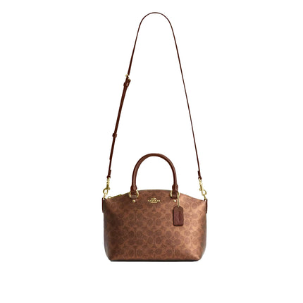 Coach Women's Sadie Satchel Bag In Signature Canvas Gold/Brown/Copper