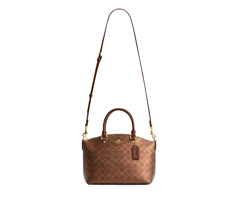 Coach Women's Sadie Satchel Bag In Signature Canvas Gold/Brown/Copper