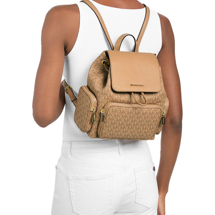 Michael Kors Women's Merritt Small Signature Logo Cargo Backpack Camel/Gold