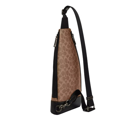 Coach Unisex Dominic Sling Pack In Signature Canvas Qb/Tan/Black