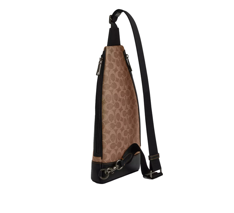 Coach Unisex Dominic Sling Pack In Signature Canvas Qb/Tan/Black