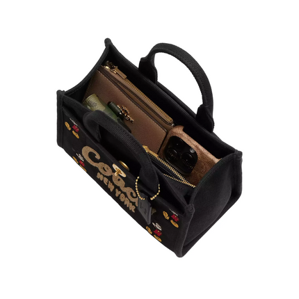 Coach Women's Disney X Coach Cargo Tote Bag 20 With Mickey Mouse In Regenerative Cotton Canvas Brass/Black Multi