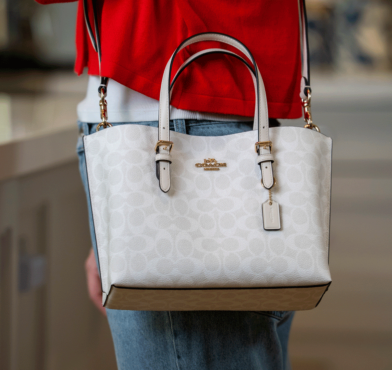 Coach Women's Mollie Tote Bag 25 In Signature Canvas Gold/White/Chalk