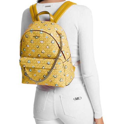 Michael Kors Women's Slater Medium Printed Signature Logo Backpack Honey