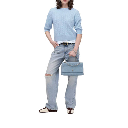 Marc Jacobs Women's Open Back Bow Cable Sweater Blue