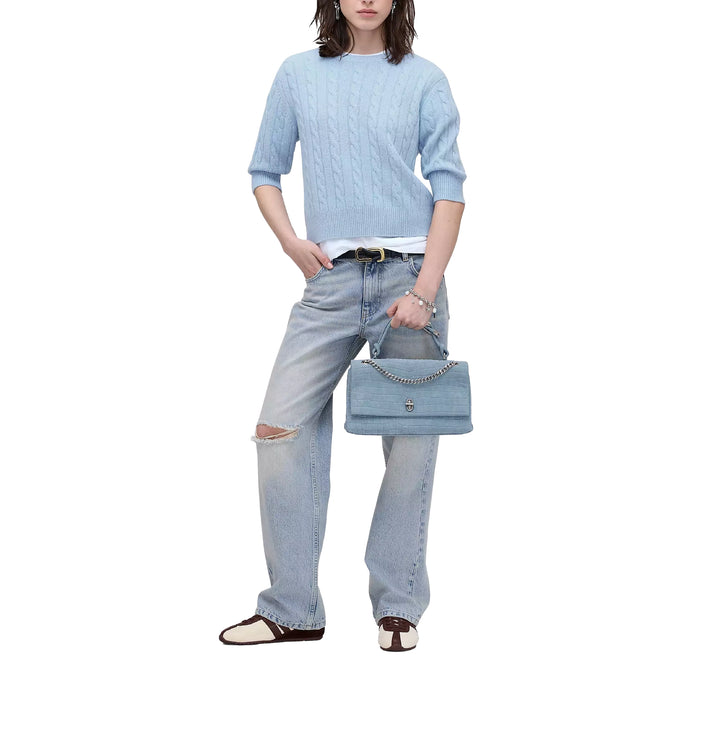 Marc Jacobs Women's Open Back Bow Cable Sweater Blue