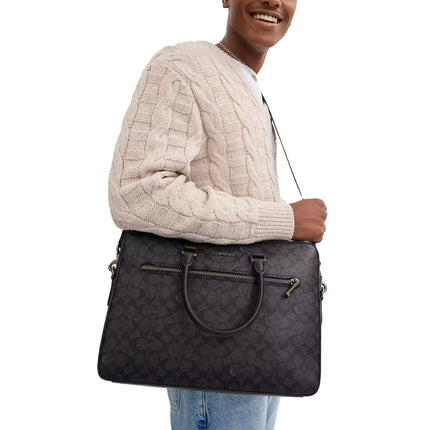 Coach Women's Ethan Slim Brief In Signature Canvas Gunmetal/Charcoal/Black