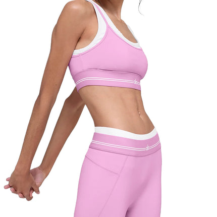 alo Women's Airbrush Better Together Bra Candy Heart Pink/White