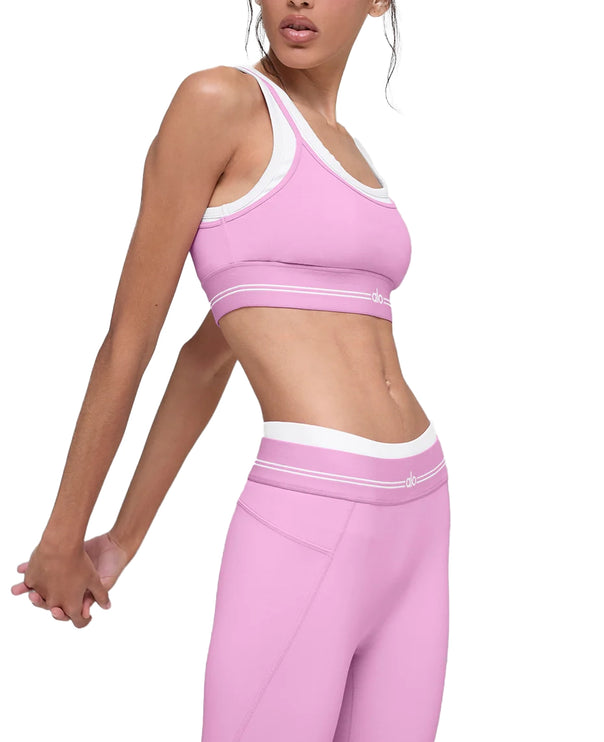 alo Women's Airbrush Better Together Bra Candy Heart Pink/White