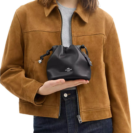Coach Women's Faye Mini Drawstring Bag With Ruching Black/Silver
