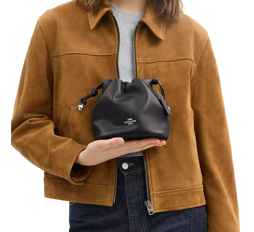 Coach Women's Faye Mini Drawstring Bag With Ruching Black/Silver