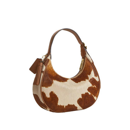 Coach Women's Emily Shoulder Bag In Haircalf With Cow Print Gold/Cow Multi