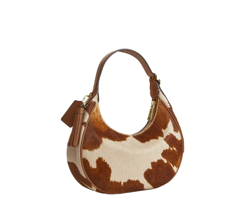 Coach Women's Emily Shoulder Bag In Haircalf With Cow Print Gold/Cow Multi