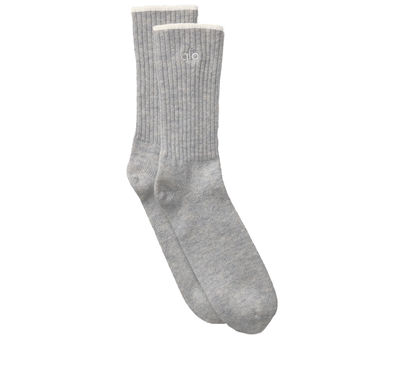 alo Unisex Cashmere Light Frosted Sock Light Heather Grey/Ivory