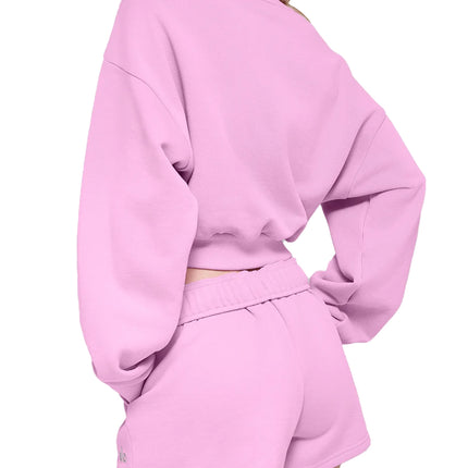 alo Women's Cropped Accolade Crewneck Candy Heart Pink