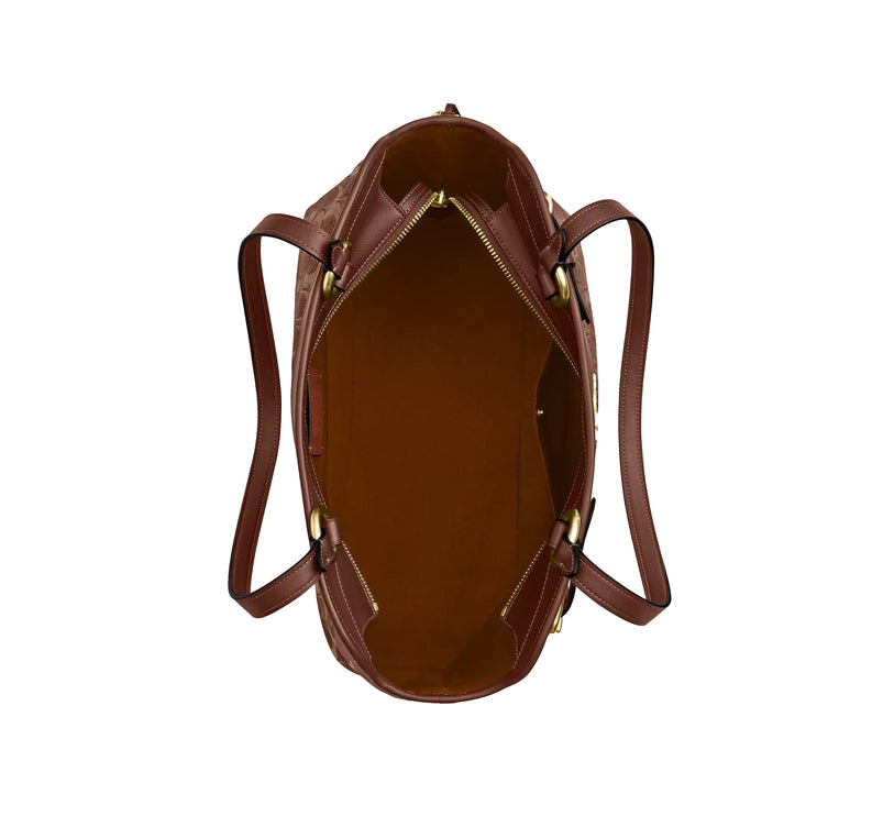 Coach Women's Easton Tote Bag In Signature Chenille Gold/Light Khaki/Vintage Brown