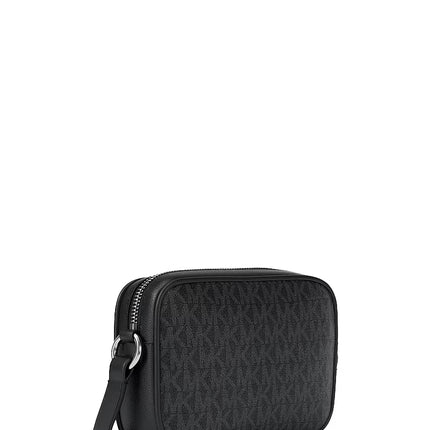 Michael Kors Women's Jet Set Travel Small Signature Logo Camera Crossbody Bag Black/Silver