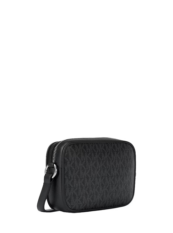 Michael Kors Women's Jet Set Travel Small Signature Logo Camera Crossbody Bag Black/Silver