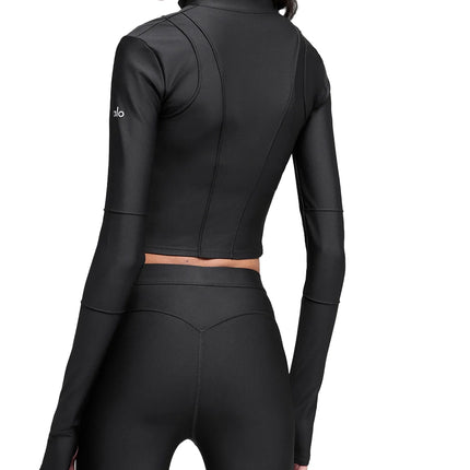 alo Women's Airlift Ignite Zip Up Jacket Black