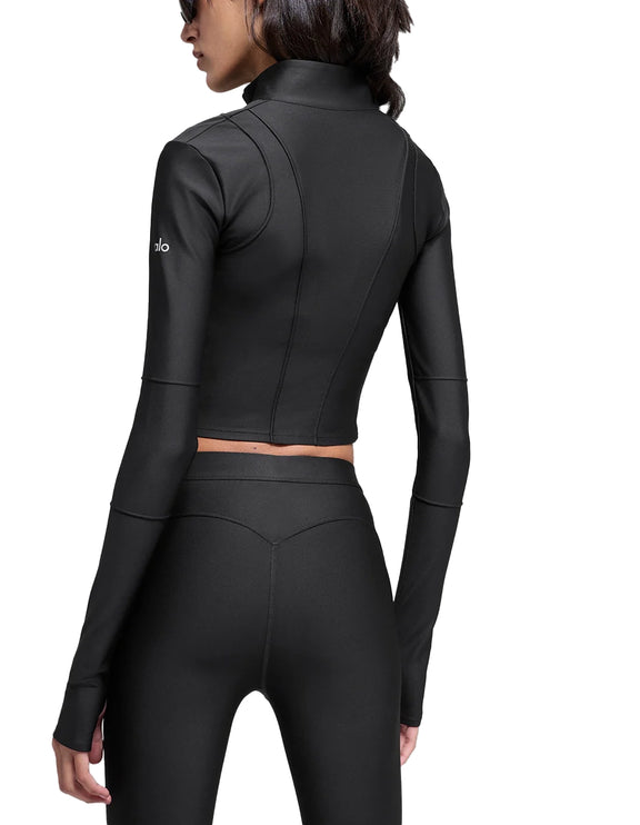 alo Women's Airlift Ignite Zip Up Jacket Black