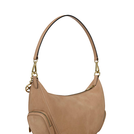 Michael Kors Women's Merritt Medium Suede Convertible Shoulder Bag Camel/Gold