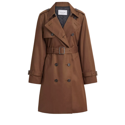 Coach Women's Mid Trench Chocolate Brown