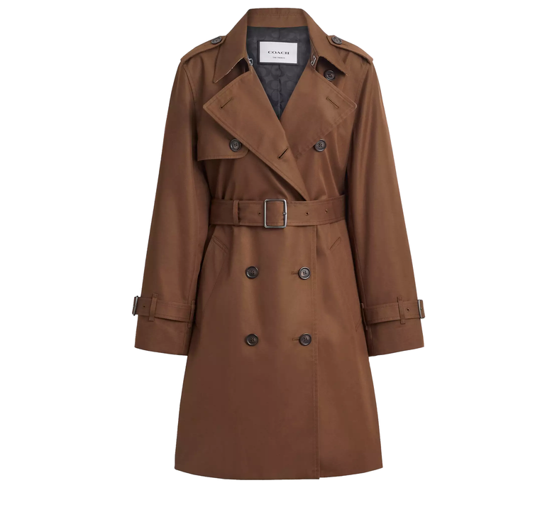 Coach Women's Mid Trench Chocolate Brown