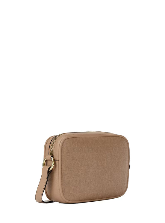 Michael Kors Women's Jet Set Small Signature Logo Camera Crossbody Bag Camel