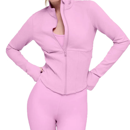 alo Women's Airbrush Corset Full Zip Jacket Candy Heart Pink