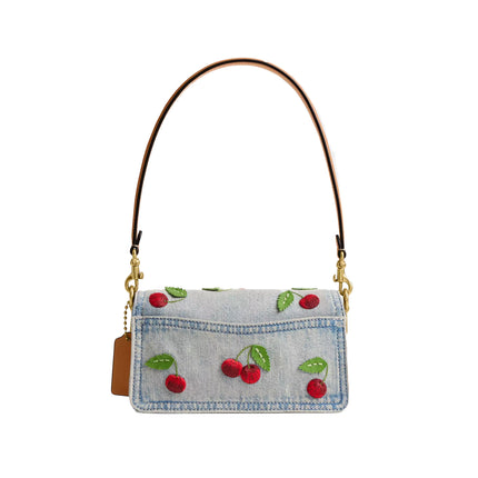 Coach Women's Tabby Shoulder Bag 20 With Cherry Embroidery Brass/Denim