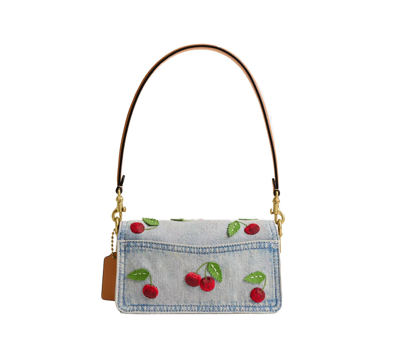 Coach Women's Tabby Shoulder Bag 20 With Cherry Embroidery Brass/Denim
