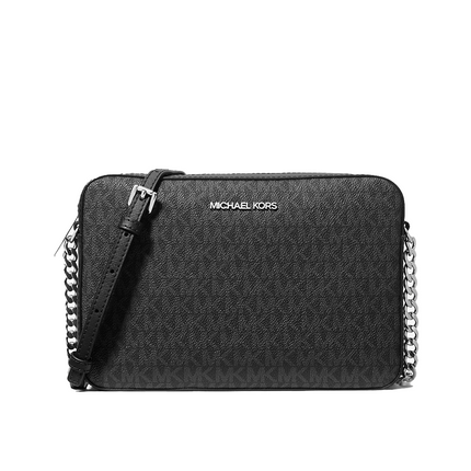 Michael Kors Women's Jet Set Large Logo Crossbody Bag Black/Silver