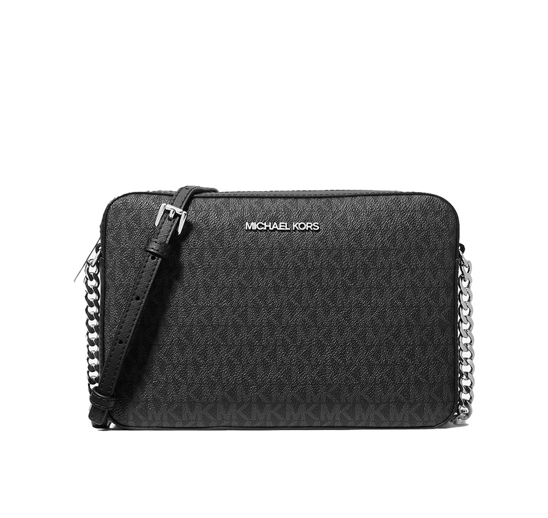 Michael Kors Women's Jet Set Large Logo Crossbody Bag Black/Silver