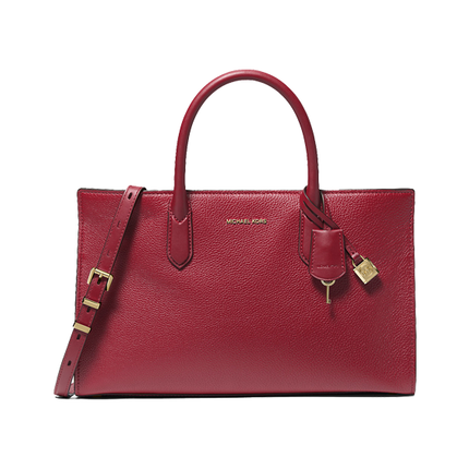 Michael Kors Women's Scarlett Medium Leather Satchel Deep Red