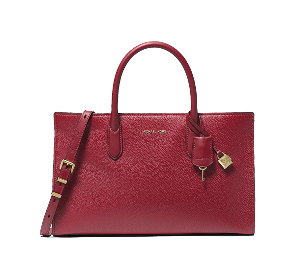 Michael Kors Women's Scarlett Medium Leather Satchel Deep Red