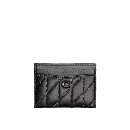 Coach Women's Essential Card Case With Pillow Quilting Pewter/Black