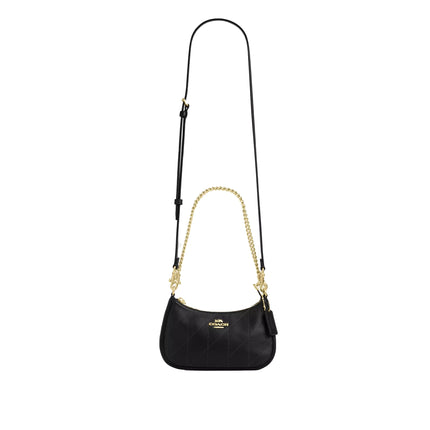 Coach Women's  Teri Mini Crossbody Bag With Quilting Gold/Black