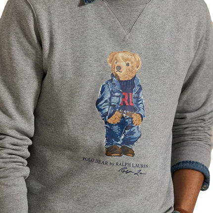 Polo Ralph Lauren Men's Polo Bear Fleece Sweatshirt Andover Heather Denim Bear