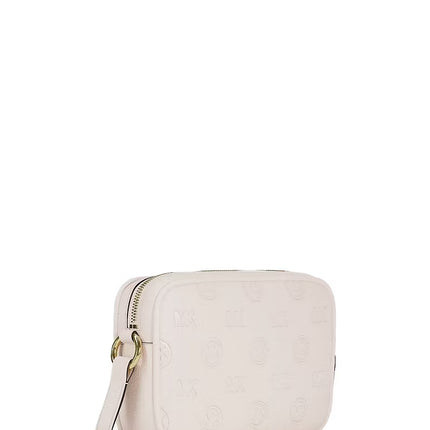 Michael Kors Women's Jet Set Travel Large Logo Debossed Camera Crossbody Bag Light Cream/Gold