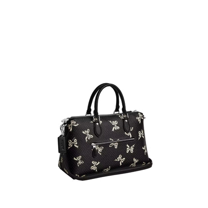 Coach Women's Georgia Stachel Bag With Bow Print Silver/Black Multi