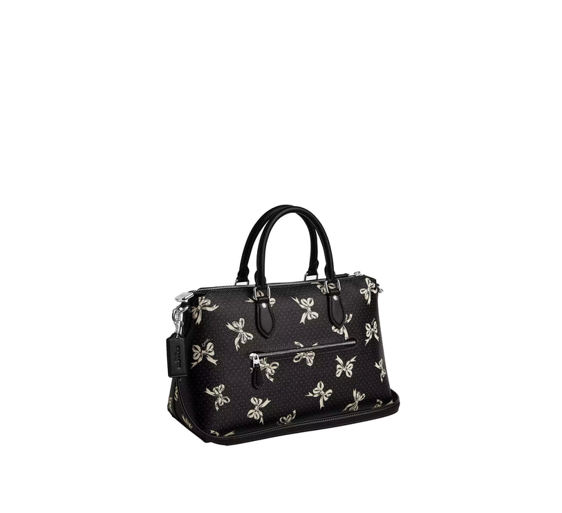 Coach Women's Georgia Stachel Bag With Bow Print Silver/Black Multi